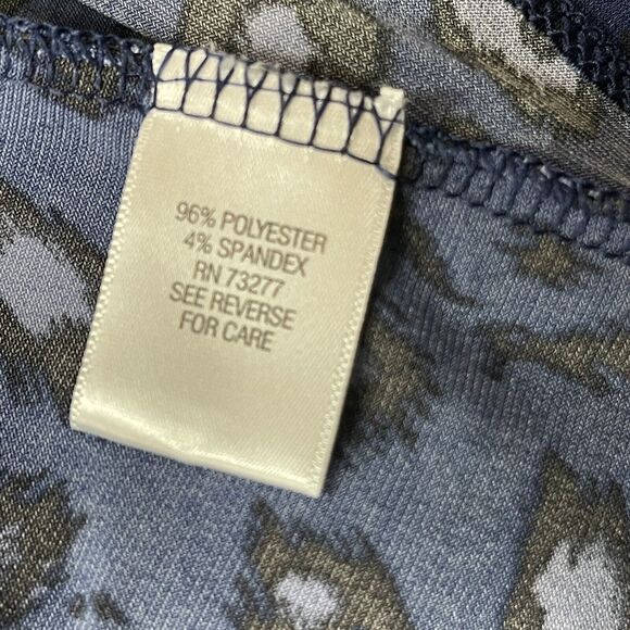 Croft & Barrow Large Top 3/4 Sleeve Stretch Keyhole Neck Leopard Print Navy Blue - Picture 7 of 8